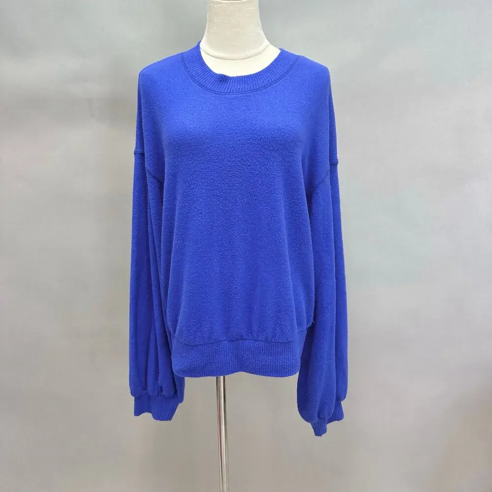 Free People Beach TGIF Pullover Sweater In Royal‎ Blue Size Extra Small